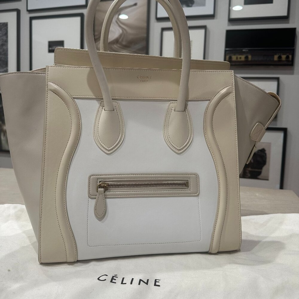 Celine Phantom Luggage Smooth Calfskin Mini Tri-Color White Beige - Barneys NY